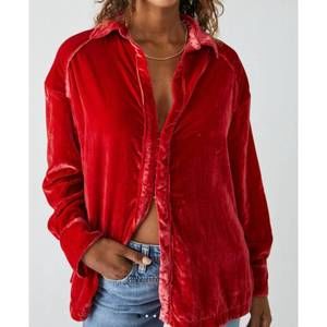 Free People Red Velvet Blouse